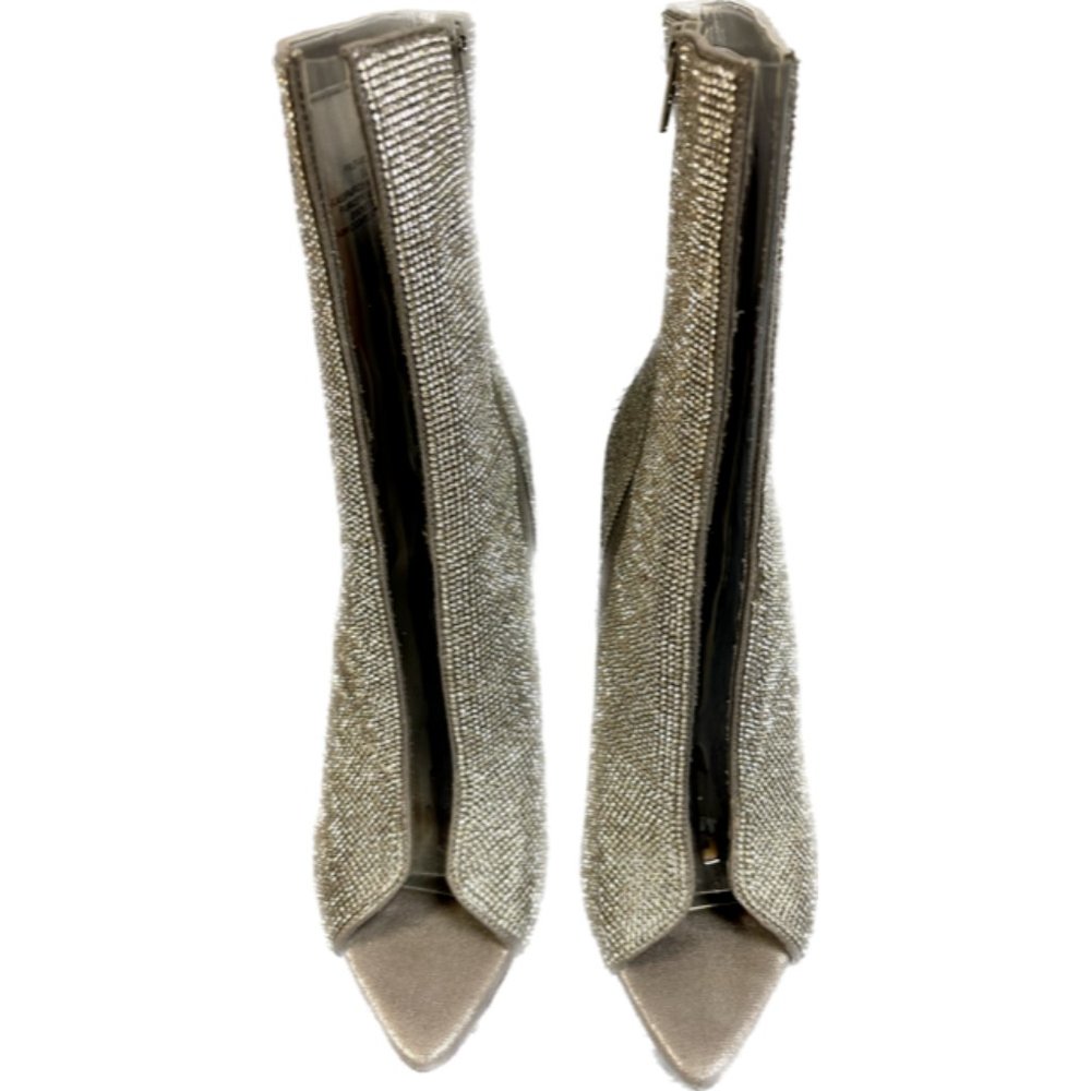 Steve Madden Womens Finley Silver Open Toe Booties Boots Size 9